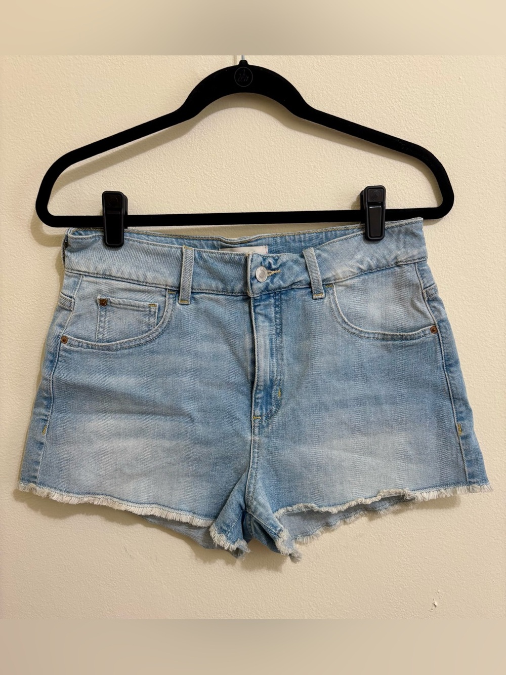 Guess by Marciano Light Blue Denim Frayed Hem Shorts
